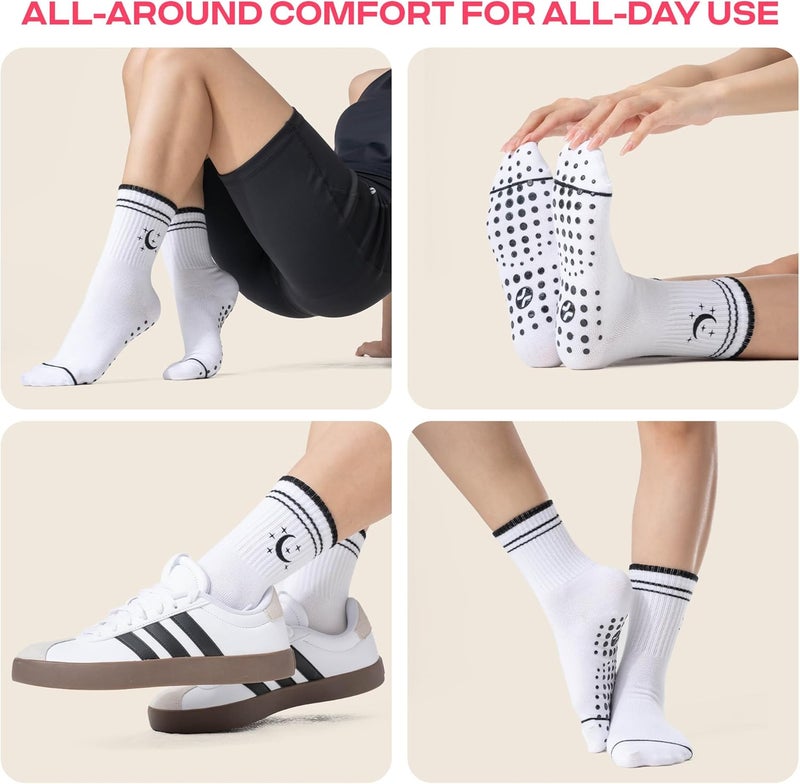 CoolMate Store Pilates Socks with Grips for Women, Yoga Socks, Crew Non Slip Women for Barre, Pilates Gifts - Image 3